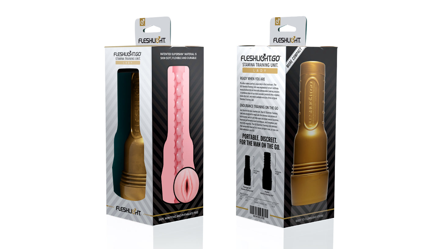 Fleshlight GO STU Lady masturbator gold case pink sleeve