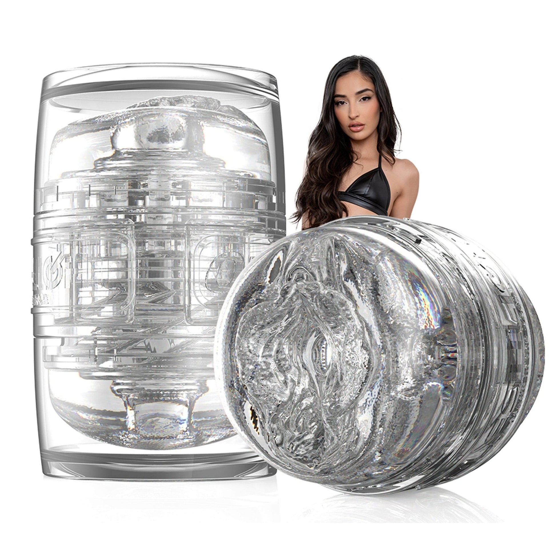 Compact open-ended male sex toy with Emily Willis sleeve
