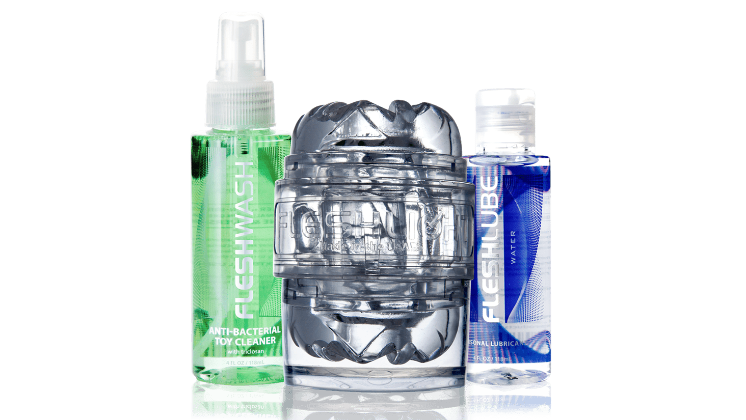 Quickshot Vantage™ stroker with textured clear sleeve