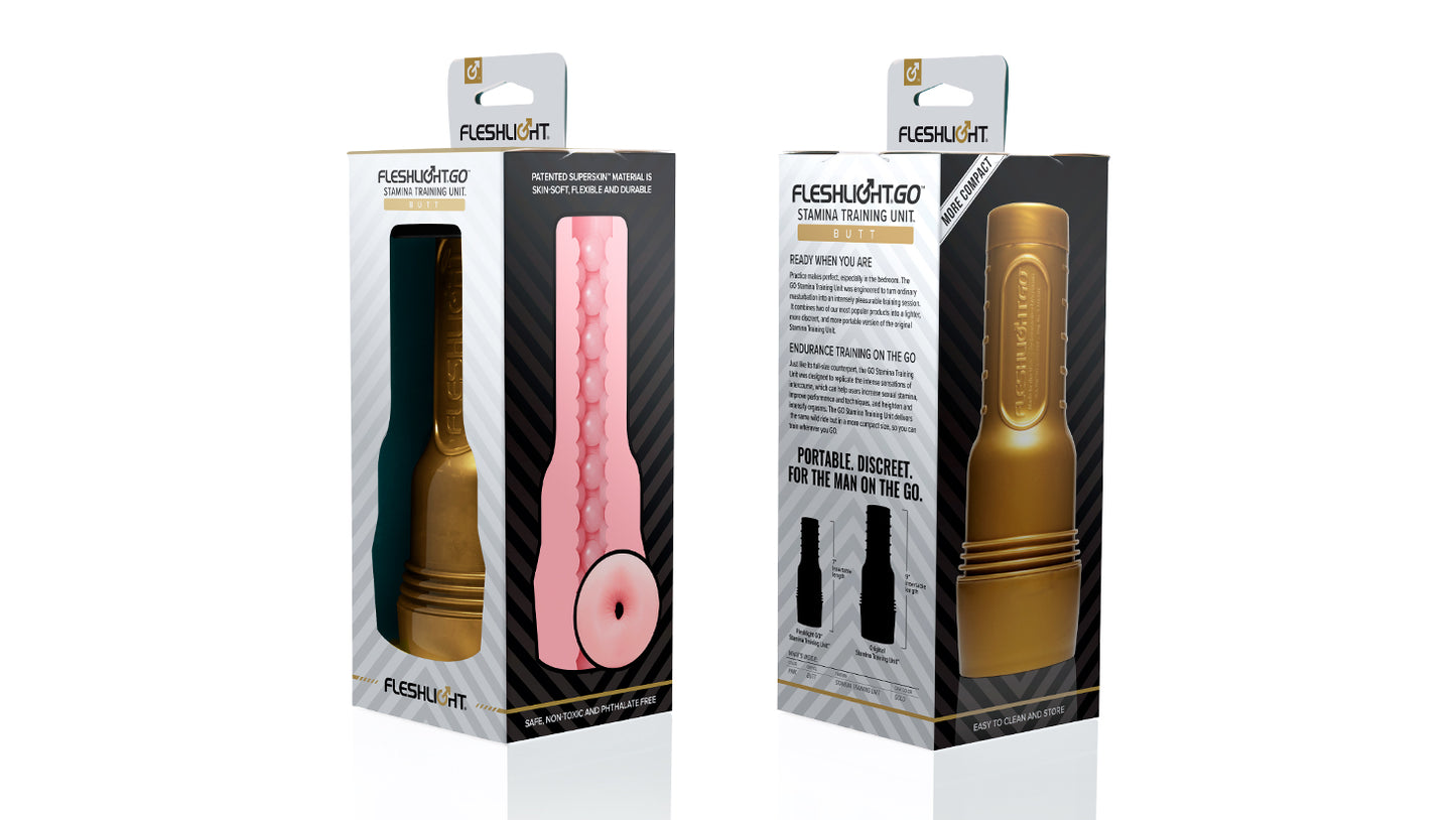Fleshlight GO STU Butt masturbator gold case pink sleeve